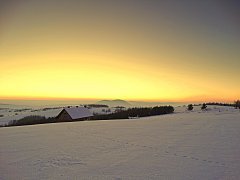 Zimowy zachód Słońca z "Przymiarek"