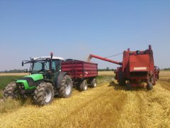 Deutz-Fahr Agrofarm 430 i Wielton 10 ton oraz Bizon Z056