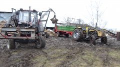 Ursus C-360 + rozrzutnik obornika N-228 Ursus 902 + ładowacz chwytakowy Cyklop