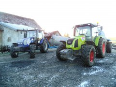 Farmtrac 690 DT & Claas Axos 330 CX & 2x Pomot