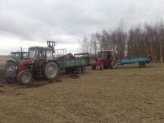 Belarus MTZ 82 x 2 + Rozrzutniki + Deutz Fahr Agrotron