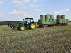 John Deere 6100MC + tur H310 + Unia P6Long + Przyczepa