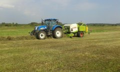 New Holland T6030 RC & Claas Rollant 255 RC Uniwrap