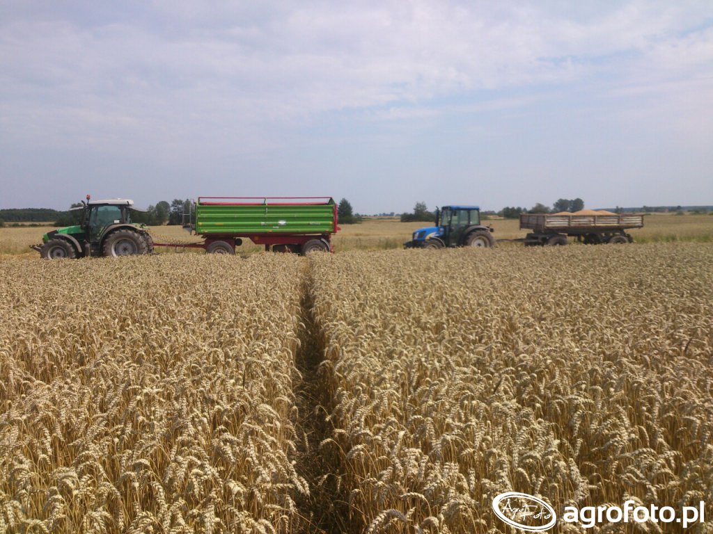 Deutz-Fahr Agrofarm 430 + unia p-long i Newholland t4030 deluxe + d-55