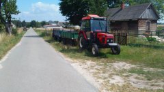 Zetor 5320 &przyczepa autosan + rozrzutnik czarna białostocka