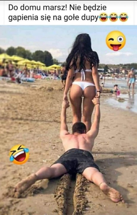 Może być zdjęciem przedstawiającym co najmniej jedna osoba, na świeżym powietrzu i tekst „Do domu marsz! Nie będzie gapienia się na gołe dupy”