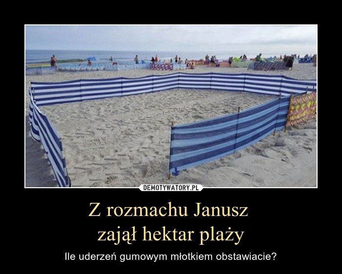Z rozmachu Janusz zajął hektar plaży – Demotywatory.pl