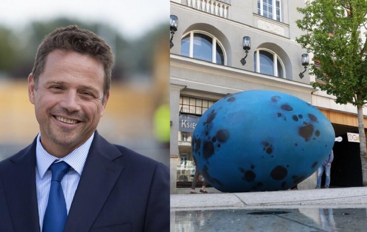 Prezydent Warszawy Rafał Trzaskowski/Jajo na Placu Pięciu Rogów / autor: Fratria/PAP/Tomasz Gzell