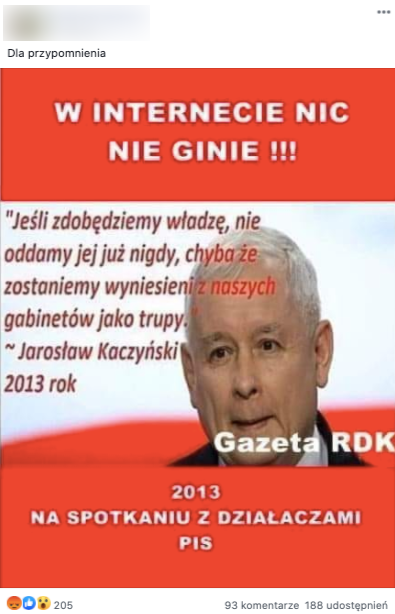 Nie, Jarosław Kaczyński nie powiedział, że nigdy nie odda zdobytej władzy