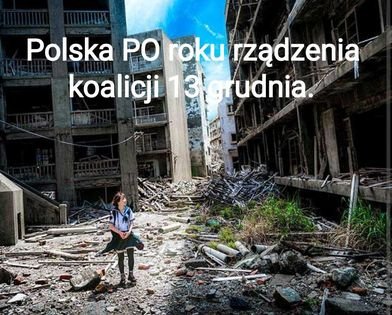 Może być zdjęciem przedstawiającym 1 osoba i tekst „Polska PO roku rządzenia koalicji 13 grudnia.”