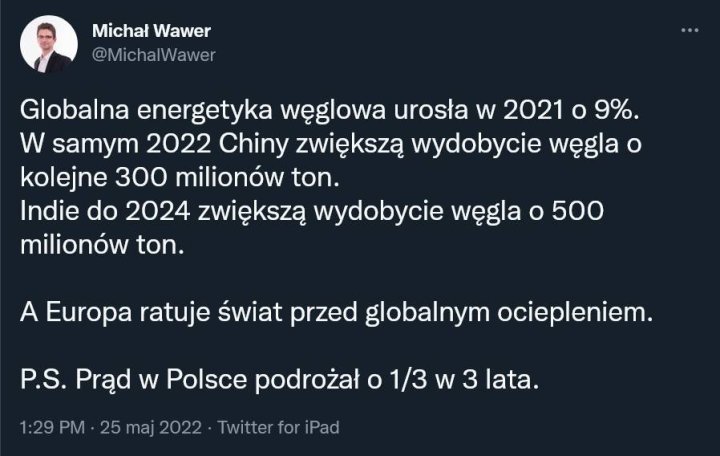 Absurdy walki z CO2. "Chiny zwiększą wydobycie węgla o kolejne 300 milionów  ton"