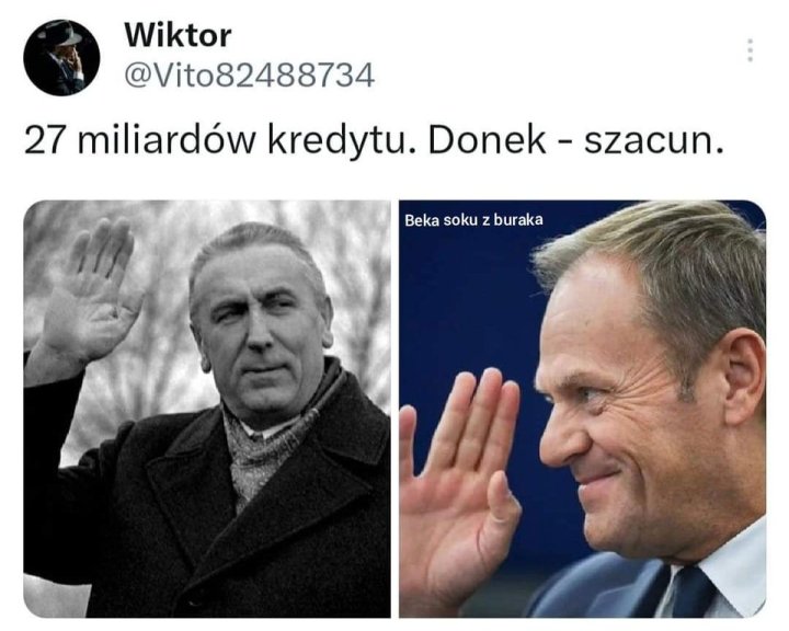 Może być zdjęciem przedstawiającym 3 osoby i tekst „Wiktor @Vito82488734 27 miliardów kredytu. Donek- Donek-szacun. - szacun. Beka soku Bekasokuzburaka z zburaka”