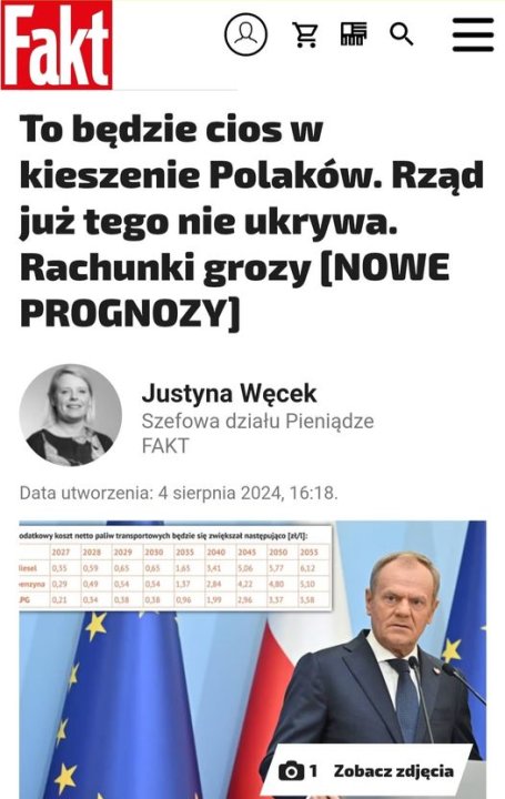 Może być zdjęciem przedstawiającym 2 osoby i tekst „馬 10O Fakt To będzie cios w kieszenie Polaków. Rząd już tego nie ukrywa. Rachunki grozy [NOWE PROGNOZY] Justyna Węcek Szefowa działu Pieniądze FAKT Data utworzenia: 4 sierpnia 2024, 16:18. odatkowy koszt netto paliw transportowych będzie 2027 2028 2029 2030 0,59 0,49 lesel 0,35 2035 enryTa 0.29 0,65 2040 zwiększał nastépująco [xt/]: 2045 2050 0,65 1.65 PG 0.54 3,41 0,21 2055 0,54 5,06 0,34 1.37 5,77 0,38 2,84 0,38 4.22 0,96 4,80 1,99 5.10 2,96 3,37 3,58 1 Zobacz Zobaczzdjęcia zdjęcia”