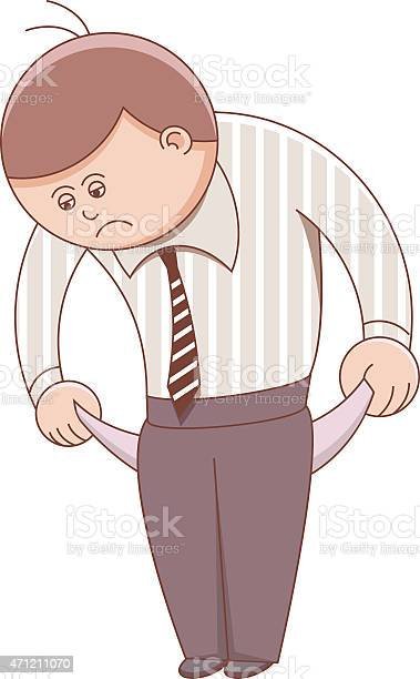 Bieda Smutny Człowiek Obrócona Puste Kieszenie - Stockowe grafiki wektorowe  i więcej obrazów Kieszeń - iStock