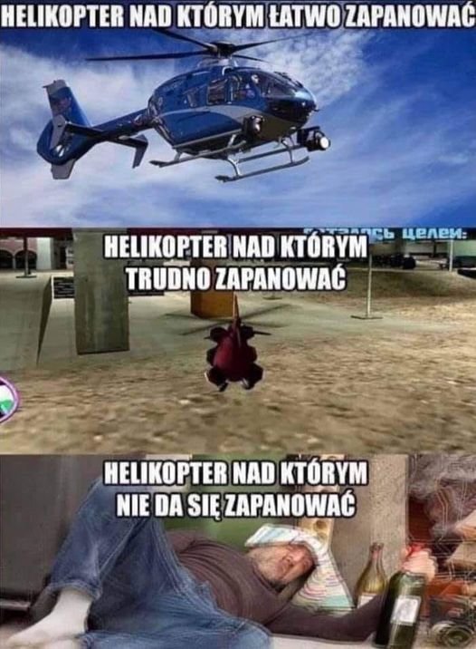 Może być zdjęciem przedstawiającym 1 osoba, śmigłowiec i tekst