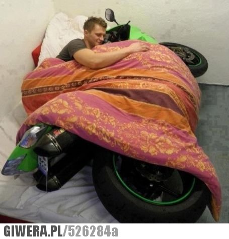 dobranoc, kochanie, moto, motocykl, motor, w, łóżku