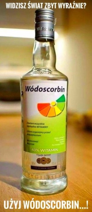 40% Witamin - Zawiera wszystkie niezbędne witaminy. Chroni organizm przed  przeziębieniem. Lek stosować doustnie #humor #wodka #al… | Weekend humor,  Humor, Wtf funny