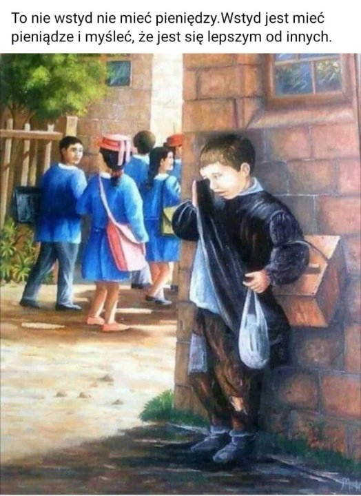 Może być ilustracją przedstawiającą ‎4 osoby, ludzie stoją i ‎tekst „‎Το nie wstyd nie mieć pieniędzy. ۔ Wstyd jest mieć pieniądze i myśleć, że jest się lepszym od innych.‎”‎‎