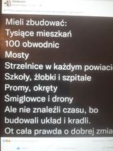 Może być zdjęciem przedstawiającym tekst „SilniRazem Henryk Probus godz ***Od czasów Popiela Polska nie była tak piskudnier rzÄdzonał AAA Mieli zbudować: Tysiące mieszkań 100 obwodnic Mosty Strzelnice w każdym powiaci Szkoły, żłobki i szpitale Promy, okręty Śmigłowce i drony Ale nie znaleźli czasu, bo budowali układ i kradli. Ot cała prawda o dobrej zmia Tyi31innychużytkowników 31 użytkowników Lubięto Komentarze Dodal komentarz”