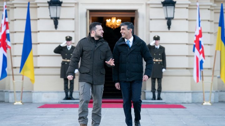 Brytyjski premier Rishi Sunak oraz prezydent Ukrainy Wołodymyr Zełenski