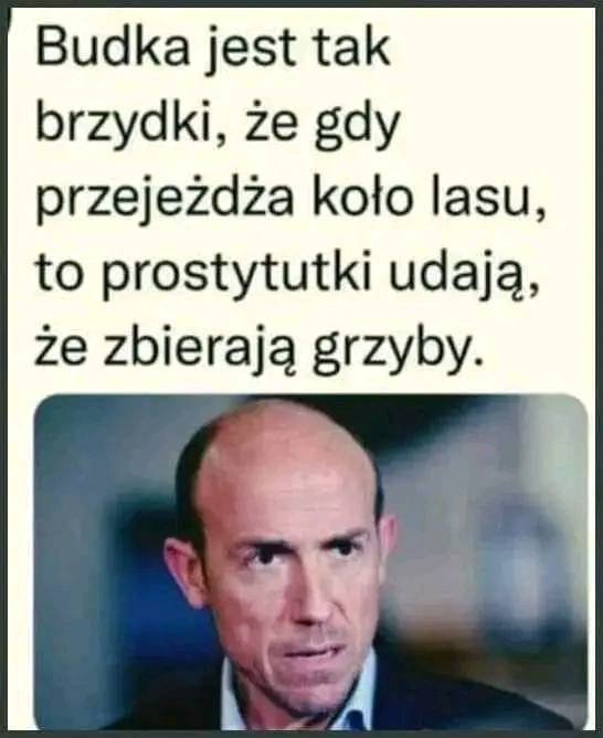 Może być zdjęciem przedstawiającym 1 osoba i tekst „Budka jest tak brzydki, że gdy przejeżdża koło lasu, to prostytutki udają, że zbierają grzyby.”