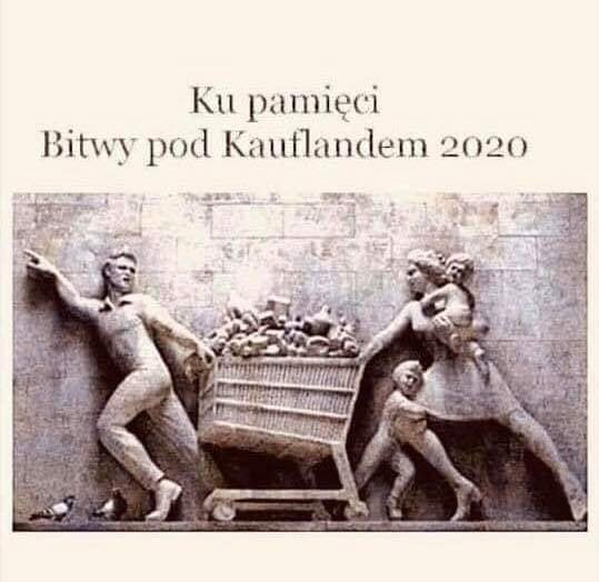 Obraz może zawierać: co najmniej jedna osoba, prawdopodobnie tekst, który brzmi „Ku pamięci Bitwy pod Kauflandem 2020”