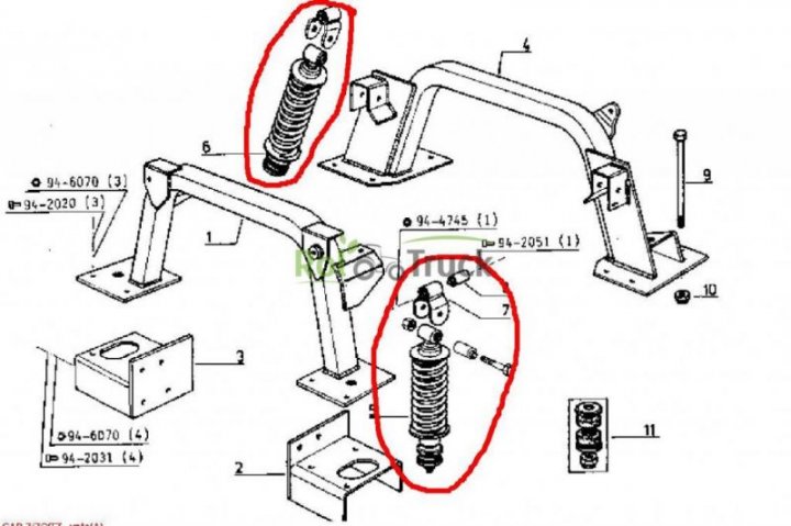 Renault AMORTYZATOR KABINY RENAULT TZ 120-54 7700029799 Pozostałe  części/składniki zamienne używany in 18-300 Zambrów, Polska (3293319) -  traktorpool.pl
