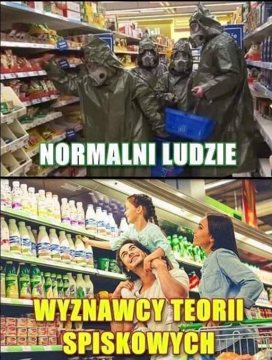 Może być zdjęciem przedstawiającym 2 osoby i tekst „NORMALNI LUDZIE WYZNAWCY TEORII ভস SPISKOWYCH”