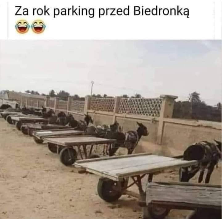 Może być zdjęciem przedstawiającym tekst „Za rok parking przed Biedronką 1A7A11”