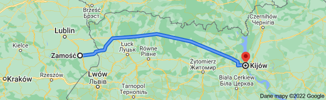 Mapa z: Zamość do: Kijów