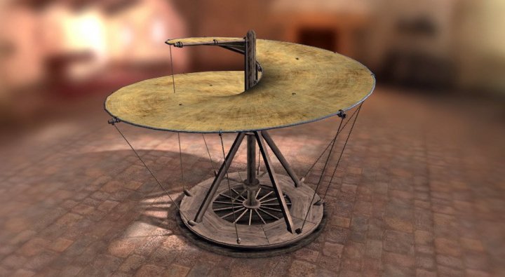 Śmigłowiec, wynalazek Leonarda da Vinci (ok.1489 r.) - model 3D - Mozaik  edukacja i nauka cyfrowa