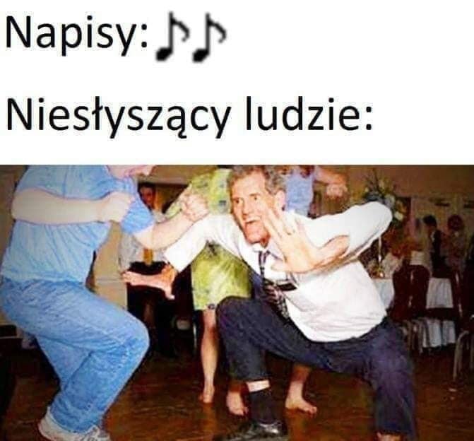 Może być zdjęciem przedstawiającym 2 osoby i tekst „Napisy: ♪ Niesłyszący ludzie: A”
