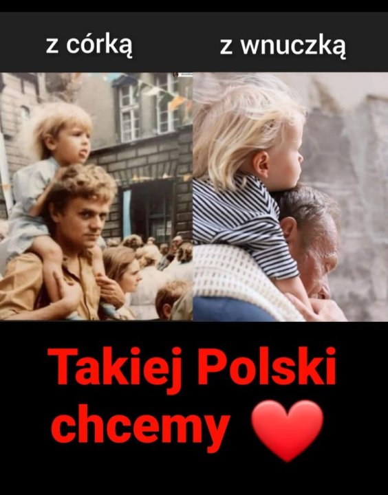 Może być zdjęciem przedstawiającym 4 osoby i tekst „z córką z wnuczką Takiej Polski chcemy”