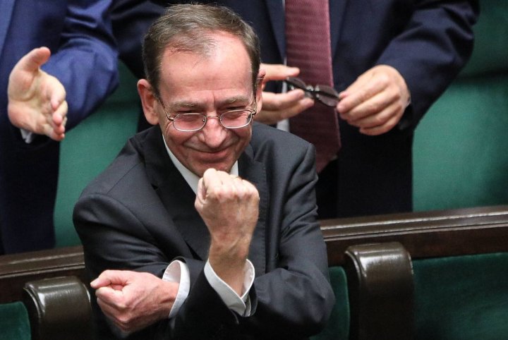 Mariusz Kamiński na sali obrad Sejmu po skazaniu prawomocnym wyrokiem