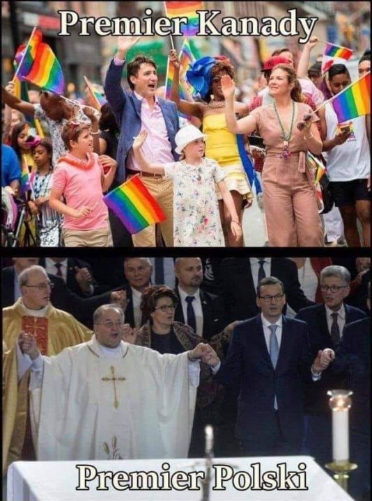 Może być zdjęciem przedstawiającym 11 osób, broda i tekst „Premier Kanady Premier PremierPolski Polski”