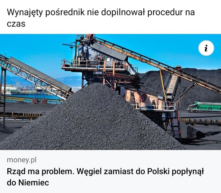 Może być zdjęciem przedstawiającym tekst „Wynajęty pośrednik nie dopilnował procedur na czas i TE money.pl Rząd ma problem. Węgiel zamiast do Polski popłynął do Niemiec”