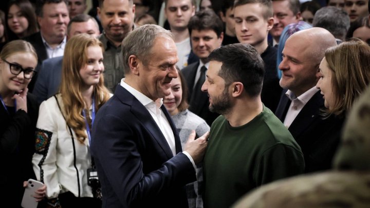 Premier Donald Tusk, prezydent Wołodymyr Zełenski oraz Paweł Kowal (22 stycznia, Kijów)