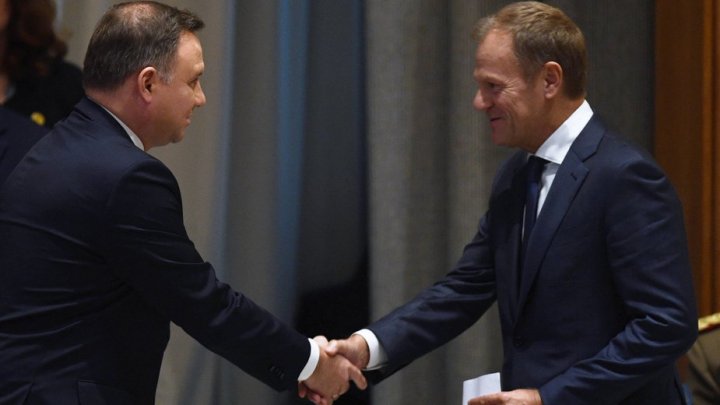Andrzej Duda i Donald Tusk w  2018 r.