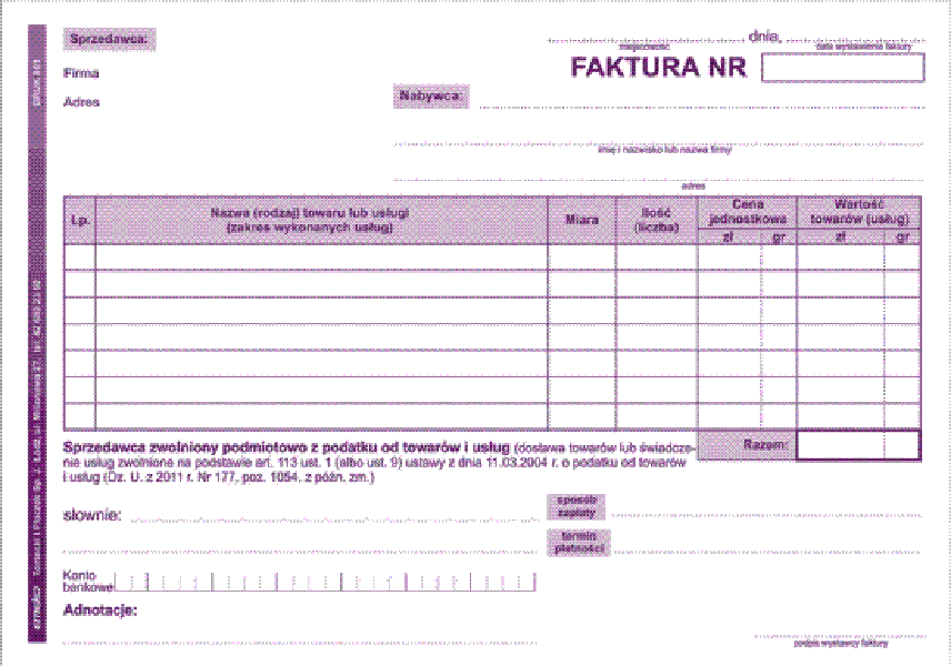 faktura-dla-podatnikow-zwolnionych-z-vat