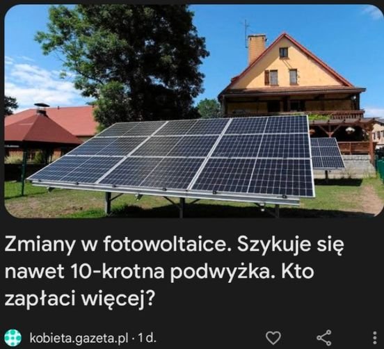 Może być zdjęciem przedstawiającym tekst „Zmiany w fotowoltaice. Szykuje się nawet 10-krotna podwyżka. Kto zapłaci więcej? kobieta.gazeta.pl.1 1d.”