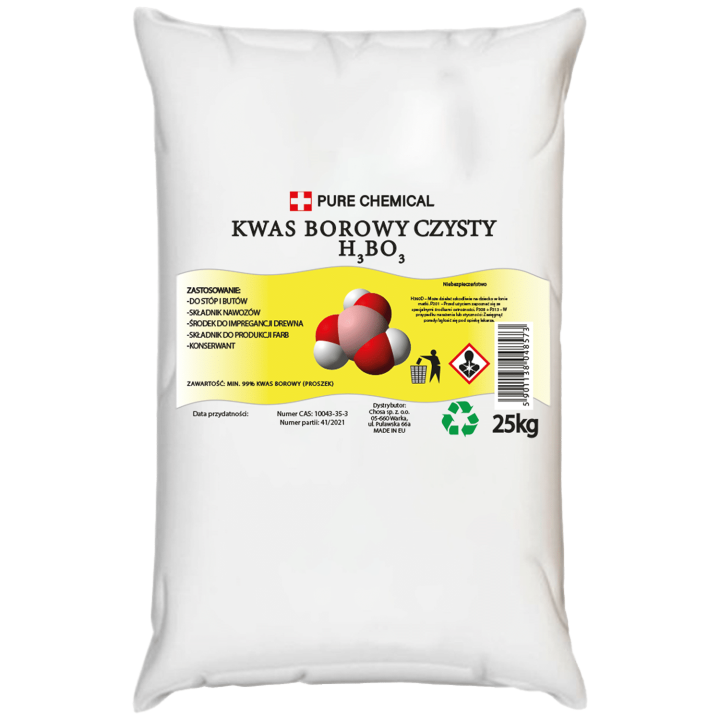 kwas borowy czysty 25kg worek