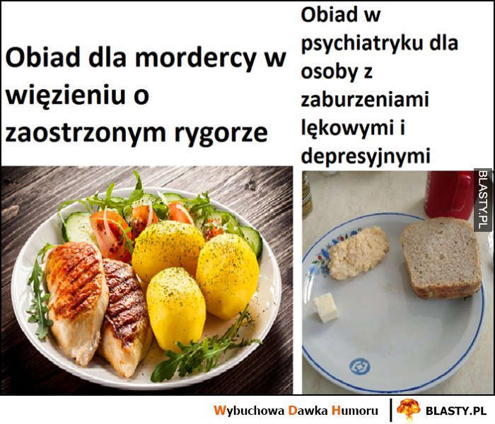 Obiad dla mordercy w więzieniu o zaostrzonym rygorze vs obiad w psychiatryku porówananie