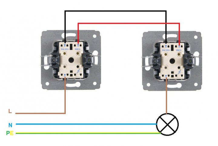 Znalezione obrazy dla zapytania: schemat włącznika schodowego