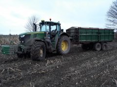 John Deere 6175M + Przyczepa PTS 