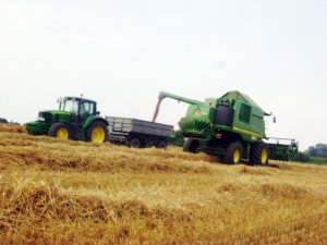 John Deere W540, 6830Premium + przyczepa