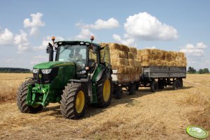 John Deere 6140R - zwózka słomy