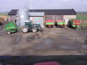 John Deere 842 +Deutz Agrofarm TTV 430 & Unia 6 long x2