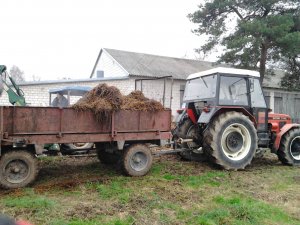 Zetor z rozrzutnikiem.