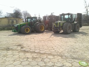 JD 8360r + Horsch Pronto 9 i Claas Xerion 3800 z brona wirowa kuhn