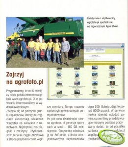 Artykuł o AgroFoto w gazecie Agromechanika nr 8/2006.